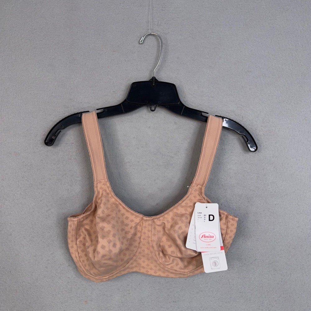 Anita Lisa Post Mastectomy Bra Womens 36D Nougat Jacquard Wireless Comfort 5726X